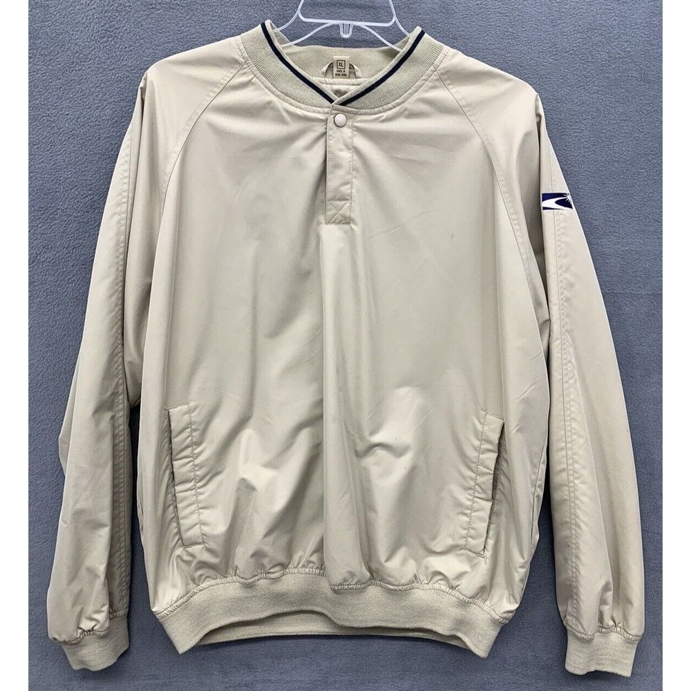 Dunbrooke Club Collection Henley Pullover Sweaters Mens X-Large Beige Lined Logo